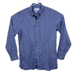 Southern Tide Button Front Shirt Plaid Long Sleeve Mens Sz S Navy Blue White EUC